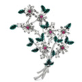 Jeweled Flower Bouquet Brooch — Silver