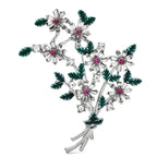 Jeweled Flower Bouquet Brooch — Silver