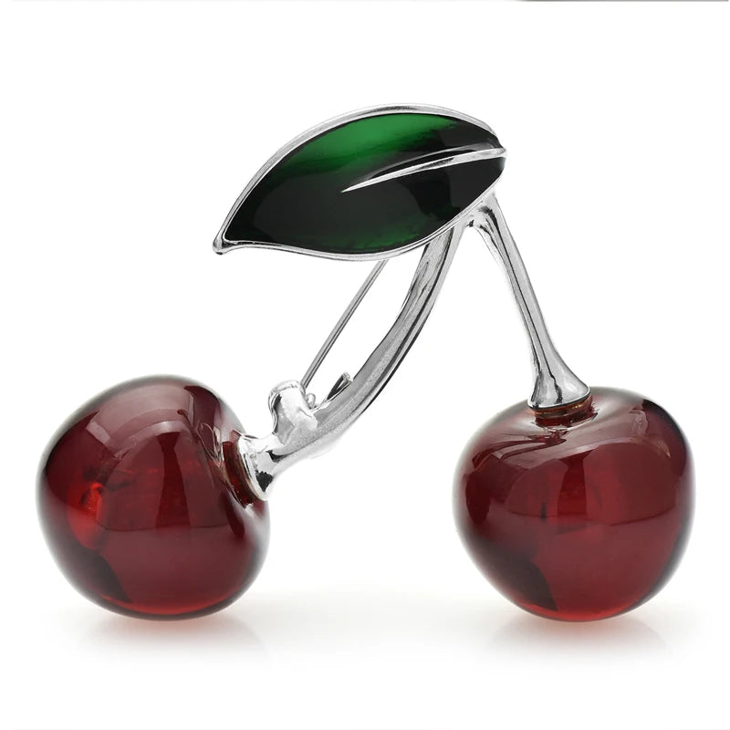 Enamel Cherry Pair Brooch