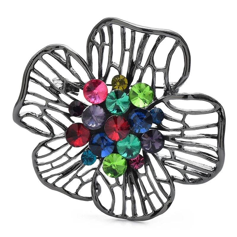 Openwork Flower with Faceted Center Brooch product variant photo