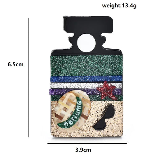Acrylic Beach Bottle with Hat and Sunglasses Brooch dimensions and weight