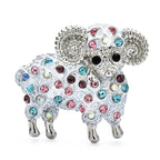 Ram with Multicolor Rhinestones Brooch original white background product photo
