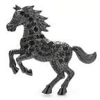 Jeweled Galloping Horse Brooch — Black