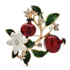 Enamel Pomegranate Branch with Flowers Brooch — Pomegranate Branch
