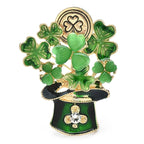 Green Clover in Leprechaun Hat Brooch — Clover & Hat