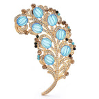 Blue Stone Ornate Feather Brooch — Blue Feather
