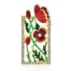 Red Enamel Floral Window Brooch