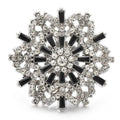 Jeweled Snowflake with Baguette Accents Brooch — Black