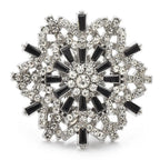 Jeweled Snowflake with Baguette Accents Brooch — Black