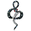 Looped Rhinestone Snake Brooch — Silver