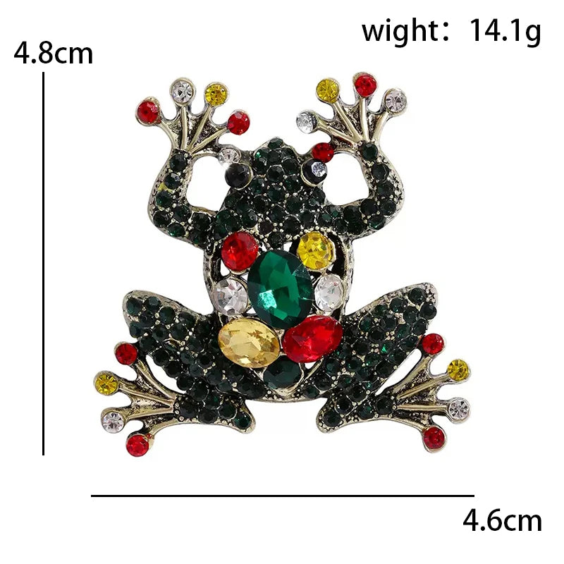 Jeweled Frog with Multicolor Accents Brooch — dimensions