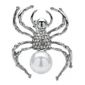 Pearl-Look Spider Brooch — White