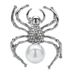 Pearl-Look Spider Brooch — White