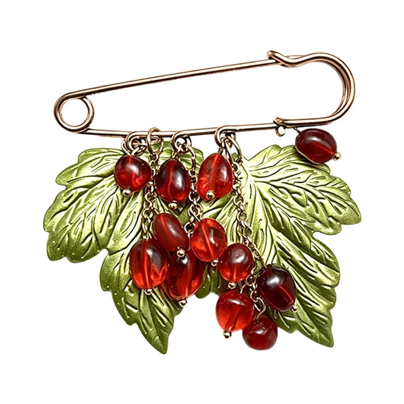Berry Cluster and Leaf Pin Brooch original white background product photo