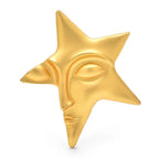 Sculpted Star Face Brooch — Gold