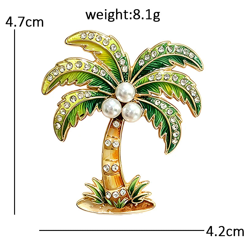 Rainbow Palm Tree with Pearl-Look Accents Brooch