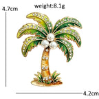Rainbow Palm Tree with Pearl-Look Accents Brooch