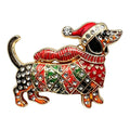 Christmas Dachshund in Festive Sweater Brooch original white background variant photo