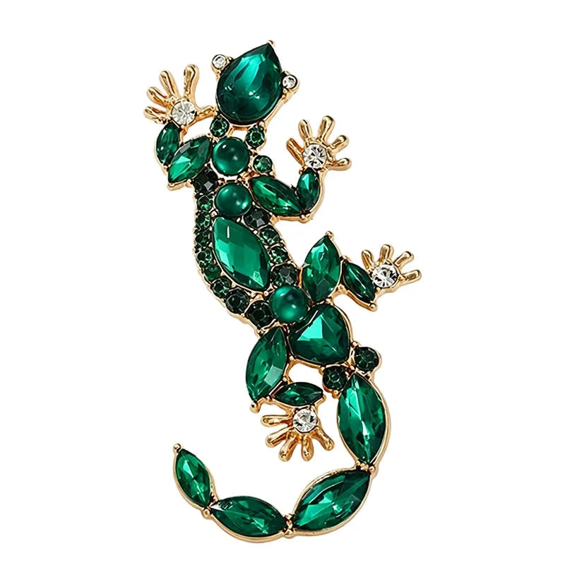 Sparkling Gecko with Curved Tail Brooch original white background product photo