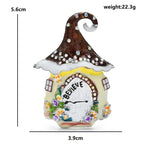 Snowy Mushroom House Christmas Brooch — dimensions