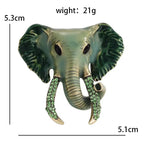 Enamel Elephant Head with Jeweled Tusks Brooch — dimensions