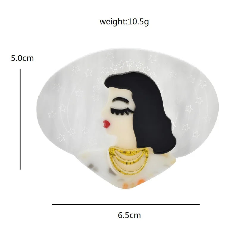 Acrylic Portrait with Layered Necklace Brooch — dimensions