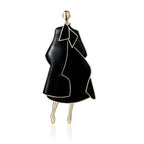 Modern Woman in Enamel Coat Brooch — Black