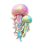Jellyfish Duo with Pearl-Look Accents Brooch original white background product photo