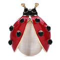 Red Enamel Ladybug with Ivory Accent Brooch — Red & Ivory