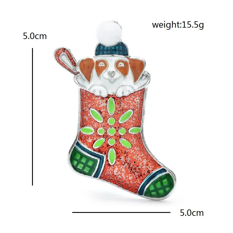 Mouse in Enamel Christmas Stocking Brooch dimensions and weight