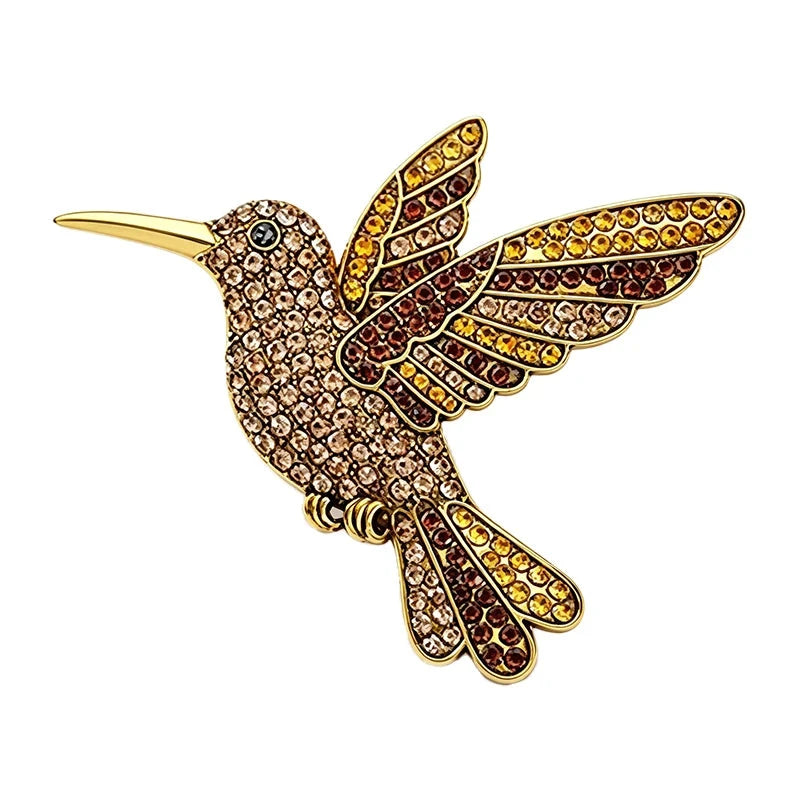 Hummingbird with Rows of Sparkling Feathers Brooch original white background product photo