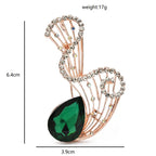 Looped Rhinestone Frame with Faceted Teardrop Brooch dimensions and weight