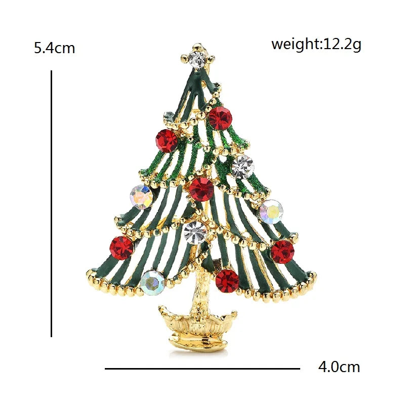 Striped Christmas Tree with Pearl-Look Garland Brooch