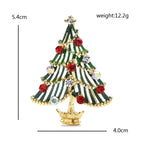 Striped Christmas Tree with Pearl-Look Garland Brooch