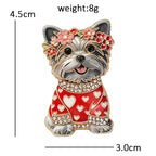 Floral Puppy in Patterned Sweater Brooch