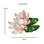 Pink Lotus with Pearl-Look Center Brooch