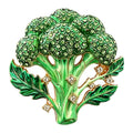 Rhinestone Broccoli with Leaves Brooch original white background product photo