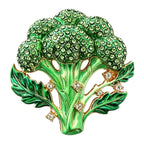 Rhinestone Broccoli with Leaves Brooch original white background product photo