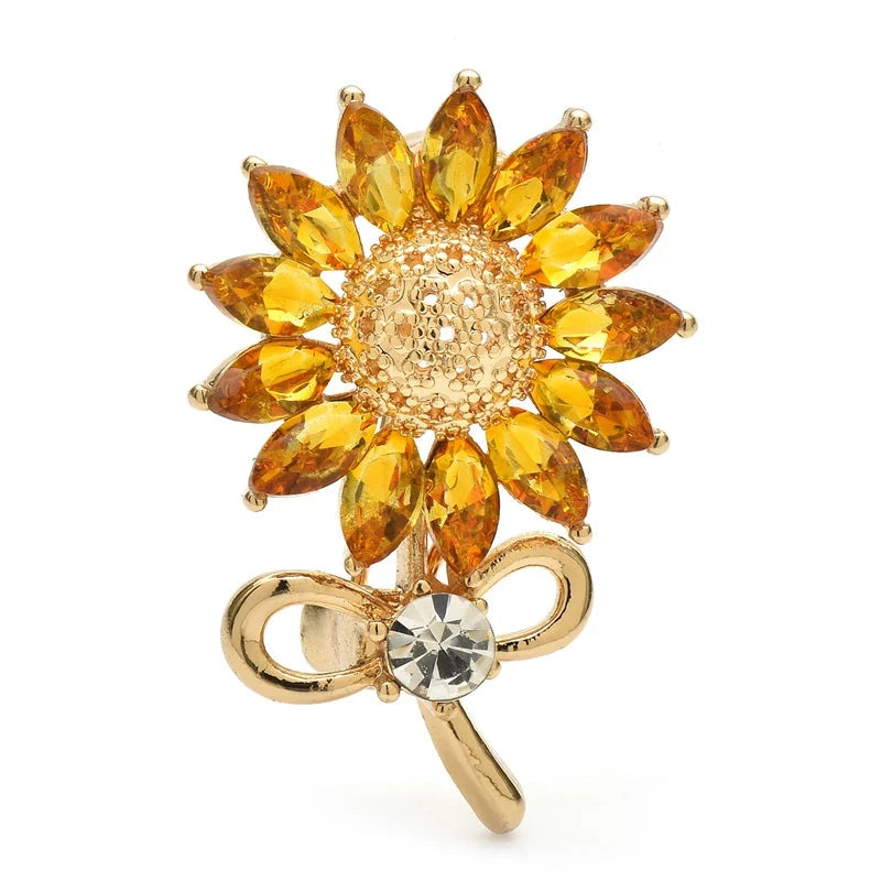 Sparkling Sunflower with Ribbon Stem Brooch original white background product photo