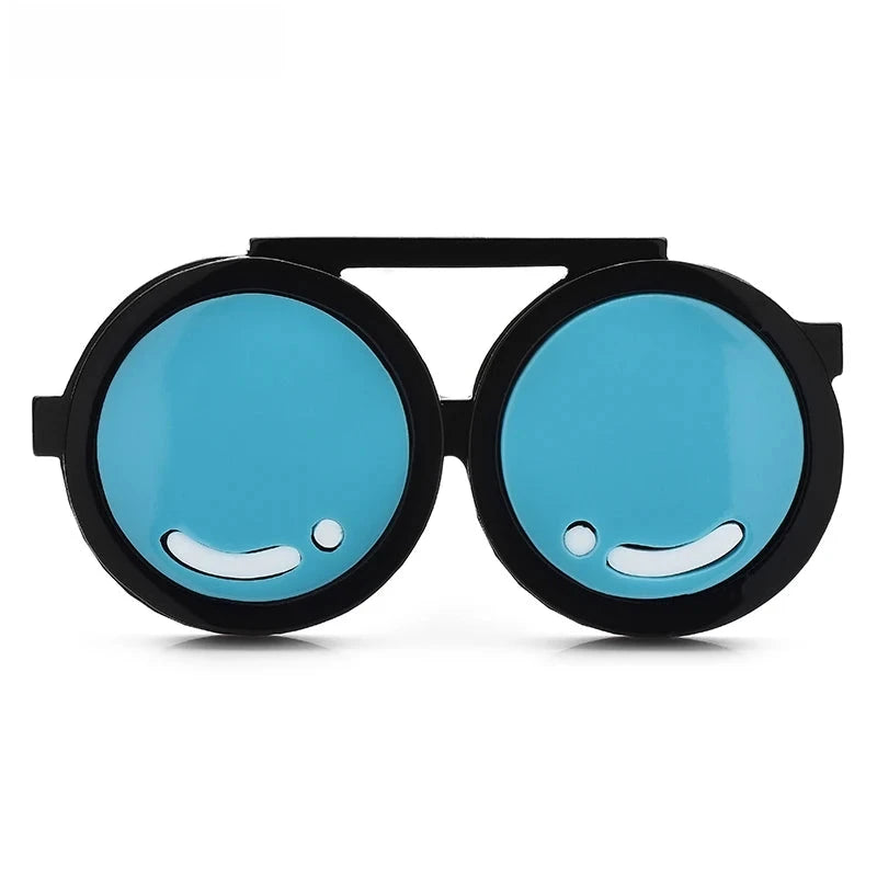 Acrylic Round Sunglasses Brooch — Blue