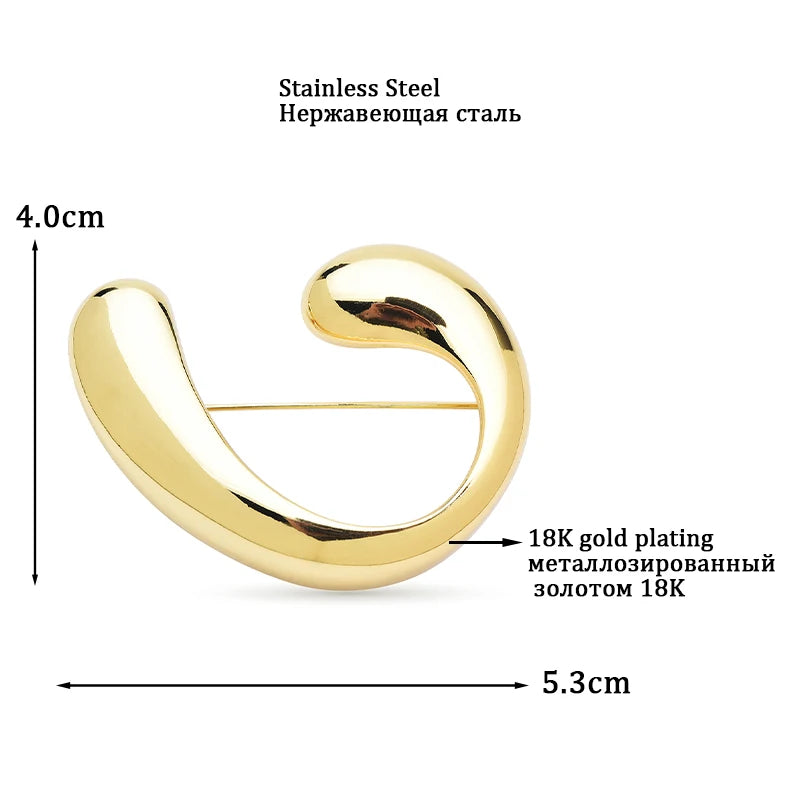 Polished Open Curve Brooch — product view