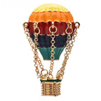 Rainbow Enamel Hot Air Balloon with Hanging Basket Brooch product variant photo