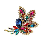 Large Jeweled Leaf Bouquet Brooch