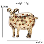 Vintage Horned Sheep with Rhinestones Brooch