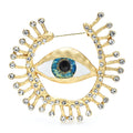 Blue Eye with Radiant Jeweled Lashes Brooch
