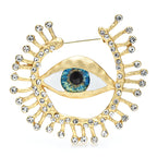 Blue Eye with Radiant Jeweled Lashes Brooch