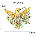 Floral Hummingbird with Spread Wings Brooch