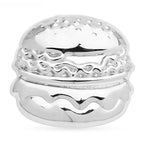 Polished Hamburger Stainless Steel Brooch — Silver