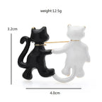Enamel Cat Friends Pair Brooch