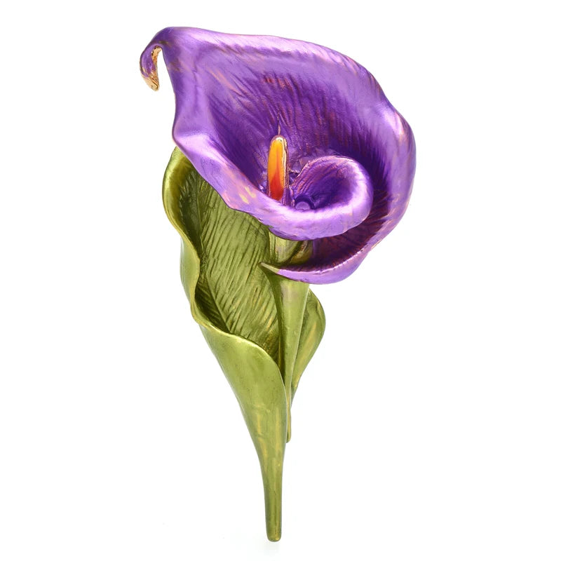 Enamel Calla Lily Stem Brooch